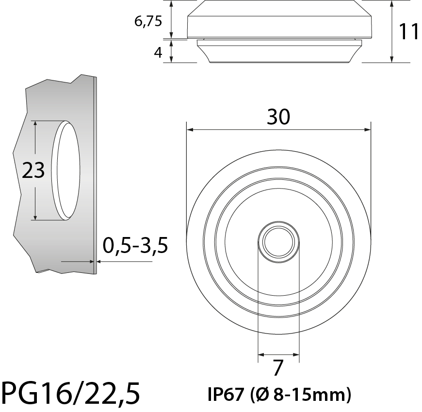 Multigate TSS PG16/22.5, gray Multigate TSS PG16/22.5, gray,elektro-plast