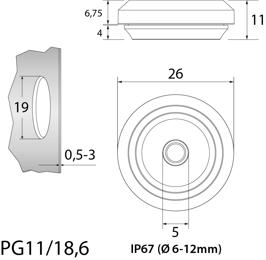 Multigate TSS PG11/18.6, black Multigate TSS PG11/18.6, black,elektro-plast