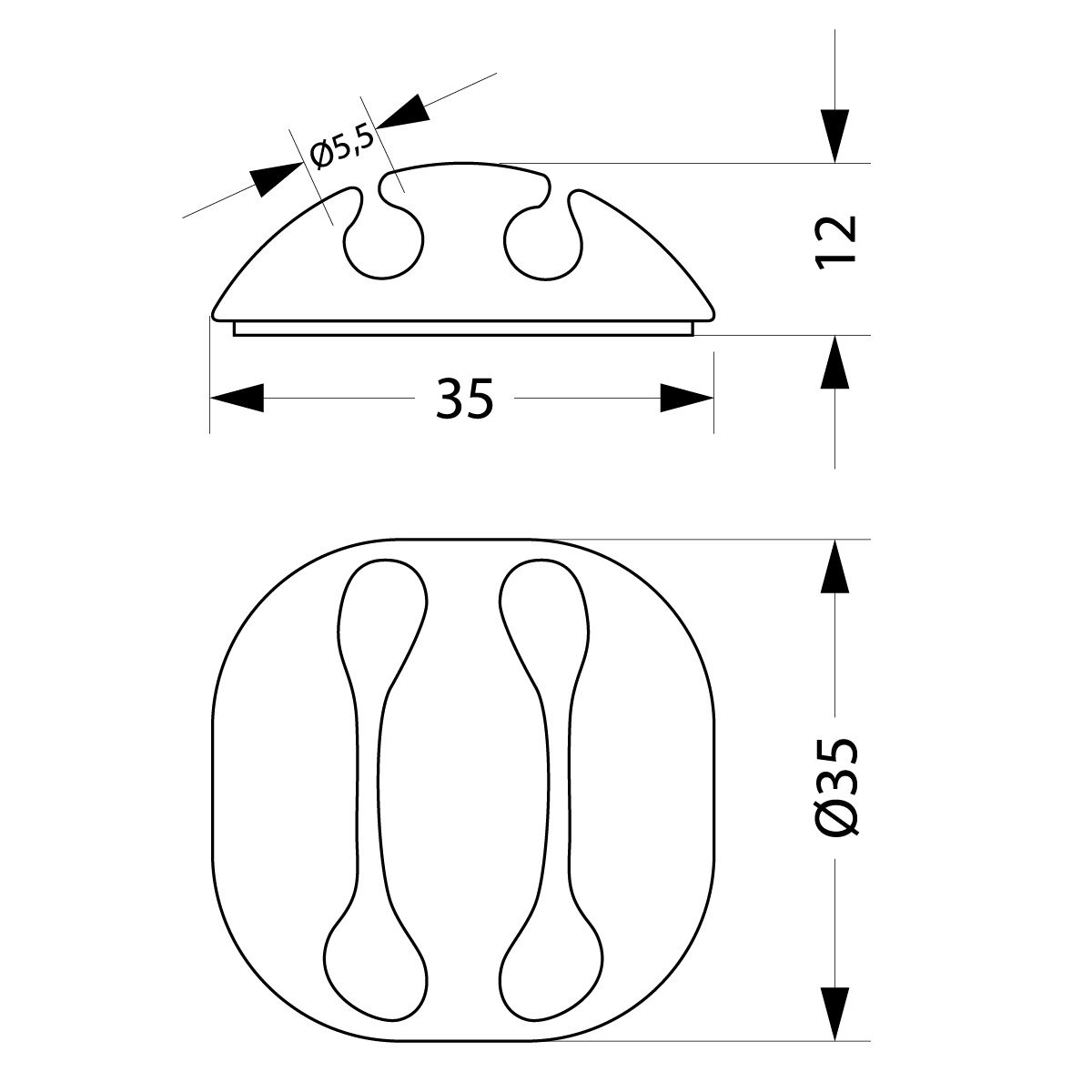 Cable clip holder UKSO-22, 2xØ5.5mm, color: black Cable clip holder UKSO-22, 2xØ5.5mm, color: black,elektro-plast