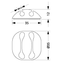 Cable clip holder UKSO-22, 2xØ5.5mm, color: black