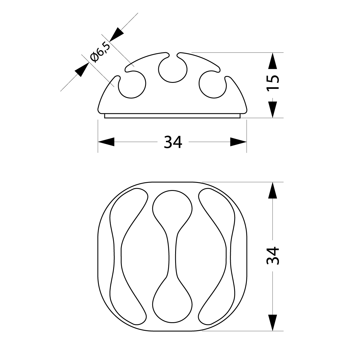 Cable clip holder UKSO-3, 3xØ6.5mm, color: black Cable clip holder UKSO-3, 3xØ6.5mm, color: black,elektro-plast
