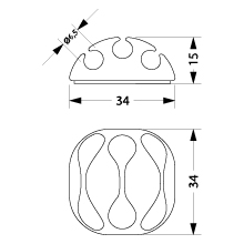 Cable clip holder UKSO-3, 3xØ6.5mm, color: black