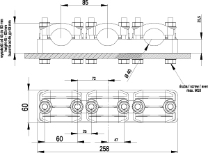 Uchwyt kabla siłowego KO40/3 potrójny, kolor: czarny