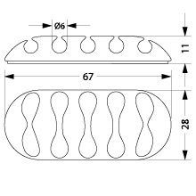Cable clip holder UKSO-5, 5xØ6mm, color: black