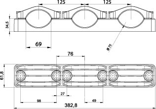 Uchwyt kabla siłowego KO75/3 potrójny, kolor: czarny