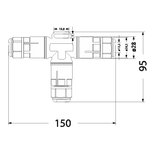 Cable Connector Tee SZPN 293X-3T, 3x1.5, 250V, 16A, IP68