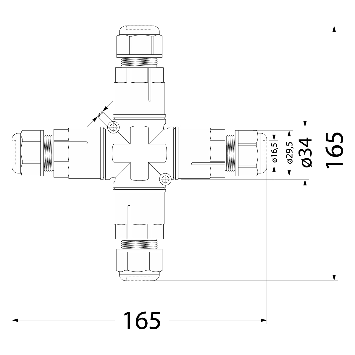 Cable Connector Quad SZPN 295X-4T, 5x1.5, 250V, 16A, IP68 Cable Connector Quad SZPN 295X-4T, 5x1.5, 250V, 16A, IP68,elektro-plast