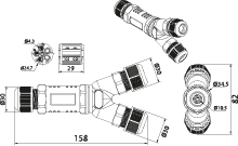 Cable Connector SPNTY 353, 3P, 3x1.5-4.0, 250V, 24A, IP68
