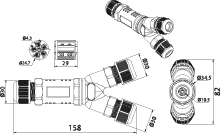 Cable Connector SPNTY 355, 5P, 5x1.5-4.0, 250V, 24A, IP68