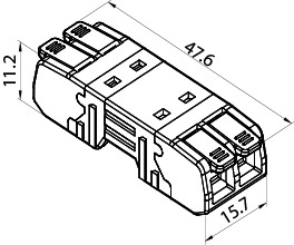 Szybkozłączka CMK-642, przelotowa, dwuczęściowa, łączeniowa, 450V, 24A, na 2 przewody 0.2-2.5mm², bez konieczności zarabiania końcówek