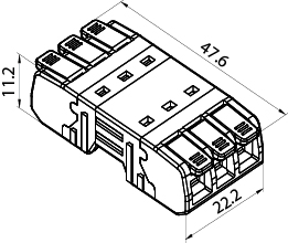 Szybkozłączka CMK-643, przelotowa, dwuczęściowa, łączeniowa, 450V, 24A, na 3 przewody 0.2-2.5mm², bez konieczności zarabiania końcówek