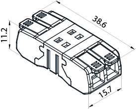 Szybkozłączka CMK-652, przelotowa, łączeniowa, 450V, 24A, na 2 przewody 0.2-2.5mm², transparentna, bez konieczności zarabiania końcówek