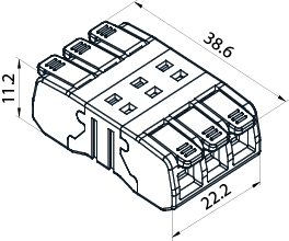 Szybkozłączka CMK-653, przelotowa, łączeniowa, 450V, 24A, na 3 przewody 0.2-2.5mm², transparentna, bez konieczności zarabiania końcówek