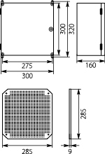 Obudowa z tworzywa UNIbox Uni-0, płyta montażowa,  uchwyty do montażu naściennego, IP65, IK07
