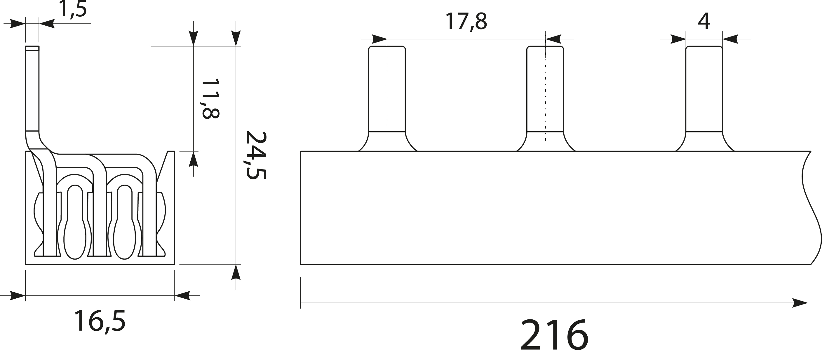 Szyna prądowa S12 3F-10SZ, typ-PIN, 63A Szyna prądowa S12 3F-10SZ, typ-PIN, 63A,elektro-plast