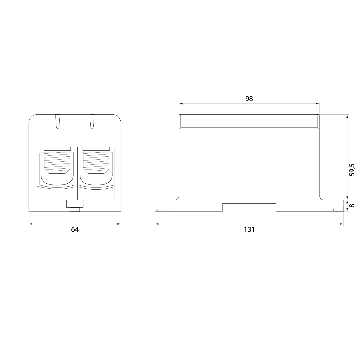 Zacisk WLZ35/2x240/z Al/Cu, na szynę TH35, do podłoża, kolor żółto-zielony, Cu425A Al380A Zacisk WLZ35/2x240/z Al/Cu, na szynę TH35, do podłoża, kolor żółto-zielony, Cu425A Al380A,elektro-plast