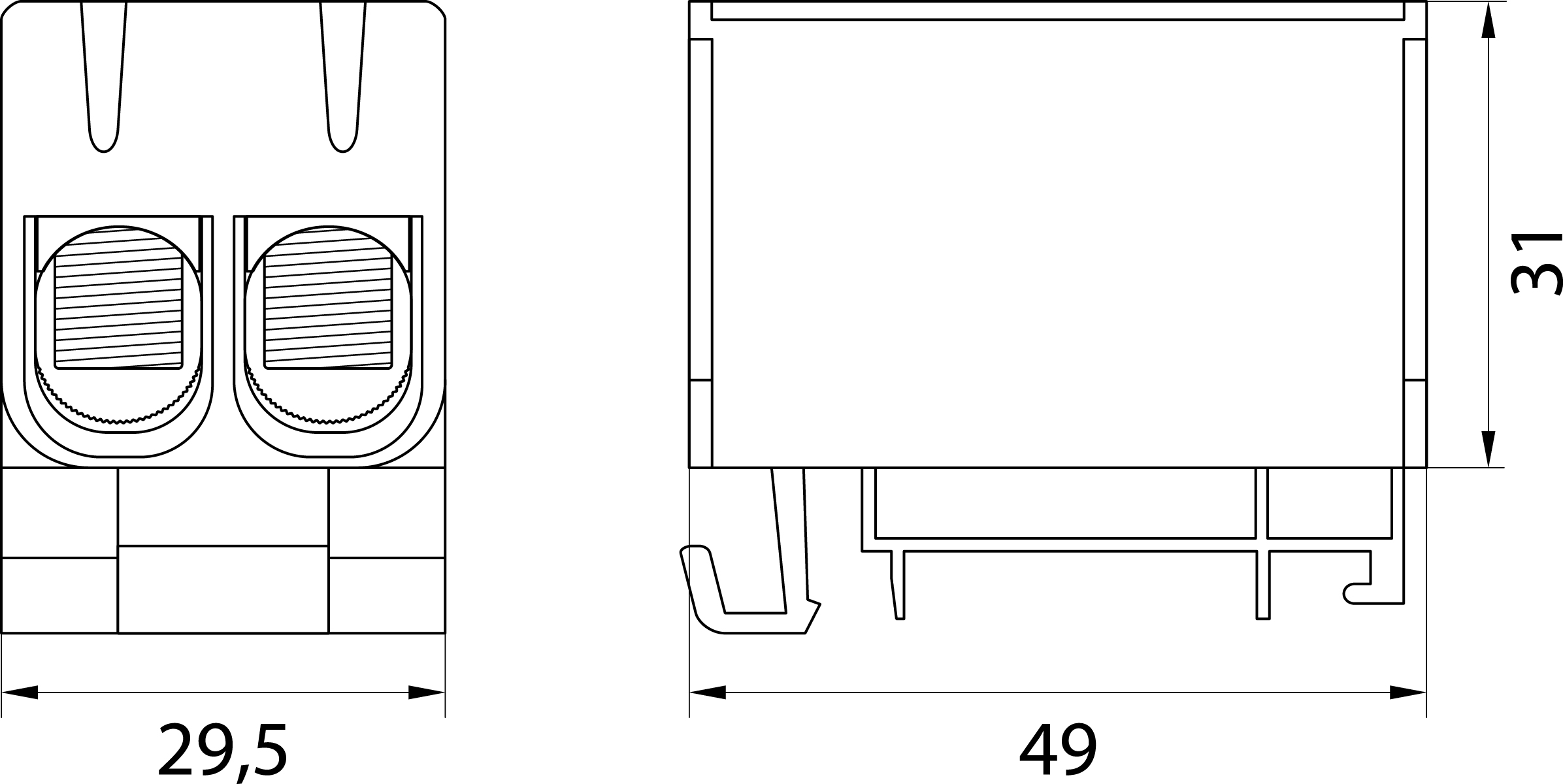 Connector WLZ35/2x50/n Al/Cu, to TH35, color: blue, Cu160A Al145A Connector WLZ35/2x50/n Al/Cu, to TH35, color: blue, Cu160A Al145A,elektro-plast