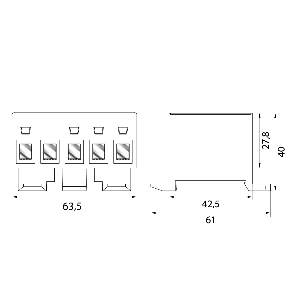 Connector WLZ35/5x16/sssnz, color: 3x gray, blue, yellow-green, TH35 Connector WLZ35/5x16/sssnz, color: 3x gray, blue, yellow-green, TH35,elektro-plast