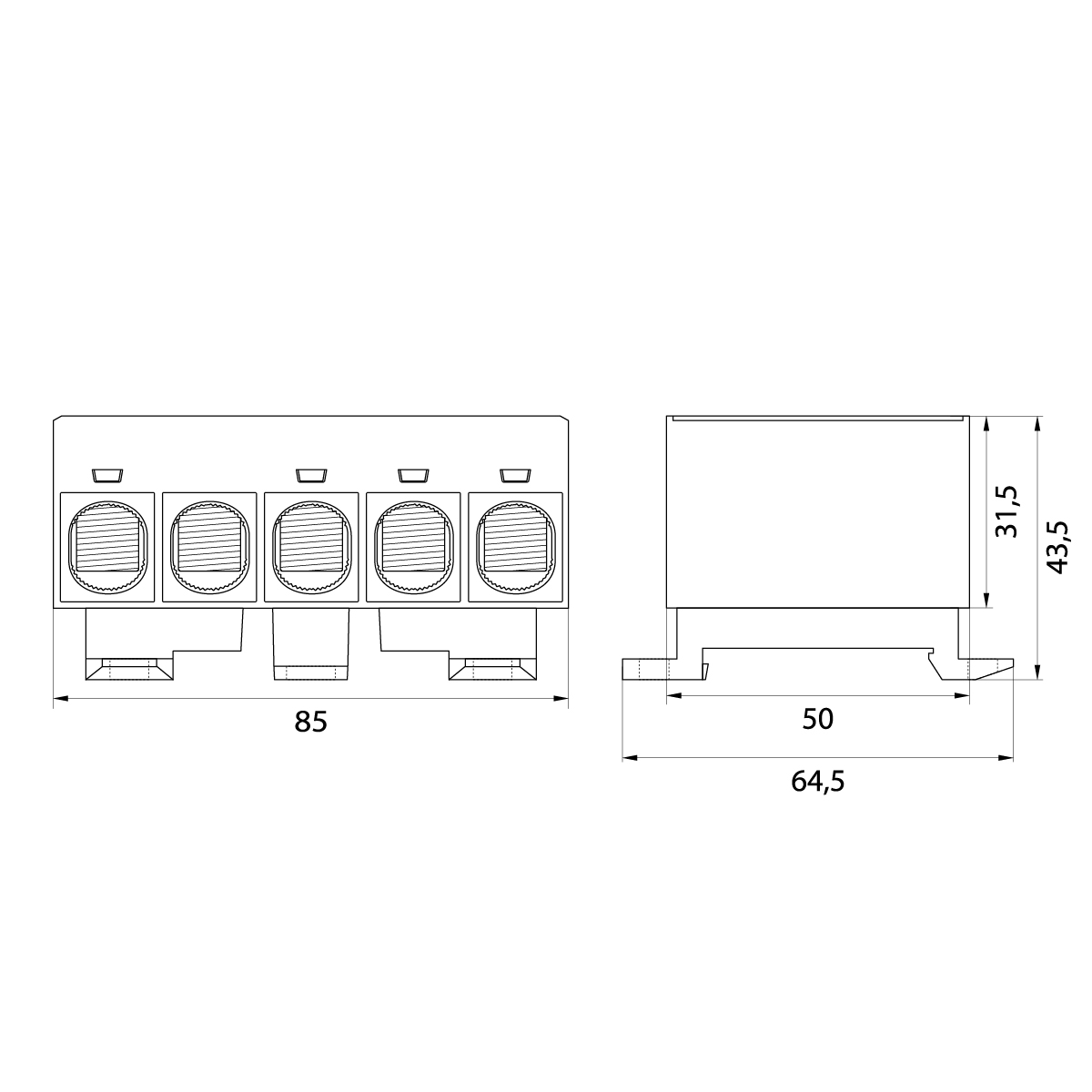 Connector WLZ35/5x50/sssnz, color: 3x gray, blue, yellow-green, TH35 Connector WLZ35/5x50/sssnz, color: 3x gray, blue, yellow-green, TH35,elektro-plast