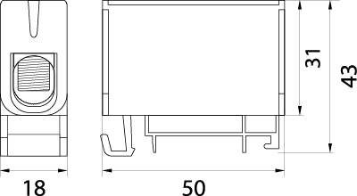 Connector WLZ35P/50/n, to TH 35  or flat surface, Cu 135A, Al 120A, color: blue