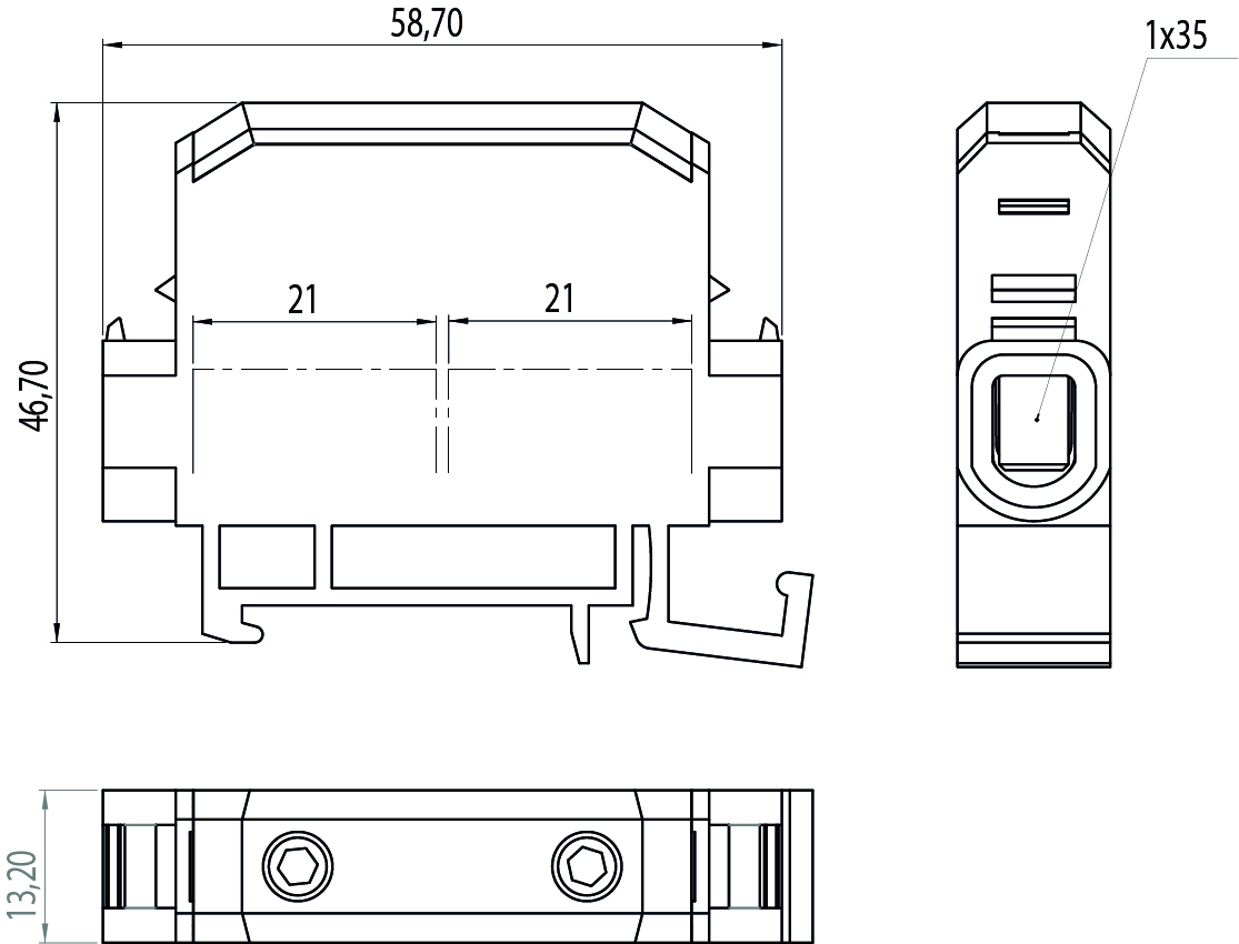 Connector AL/Cu ZP-35/S, 100A, 12kV, 240/415V, TH35 Connector AL/Cu ZP-35/S, 100A, 12kV, 240/415V, TH35,elektro-plast