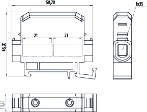 Connector AL/Cu ZP-35/S, 100A, 12kV, 240/415V, TH35