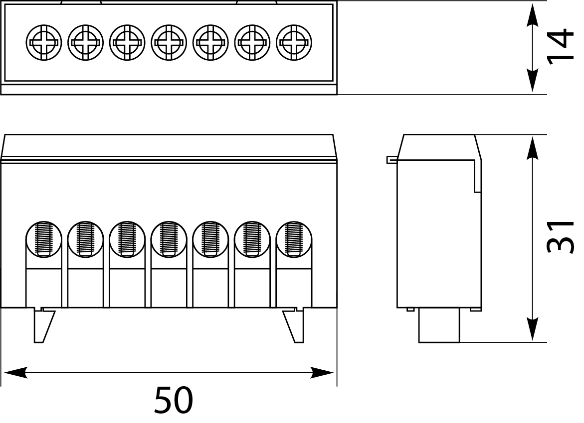 N and PE Terminal strip (insulated) - LZG-7P to TH 35 rails, colour: green N and PE Terminal strip (insulated) - LZG-7P to TH 35 rails, colour: green,elektro-plast