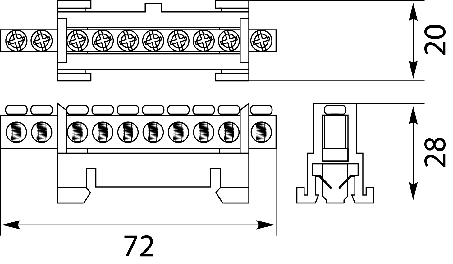 N and PE Protective terminal strip - LZOB-10P to TH 35 rails, colour: blue N and PE Protective terminal strip - LZOB-10P to TH 35 rails, colour: blue,elektro-plast