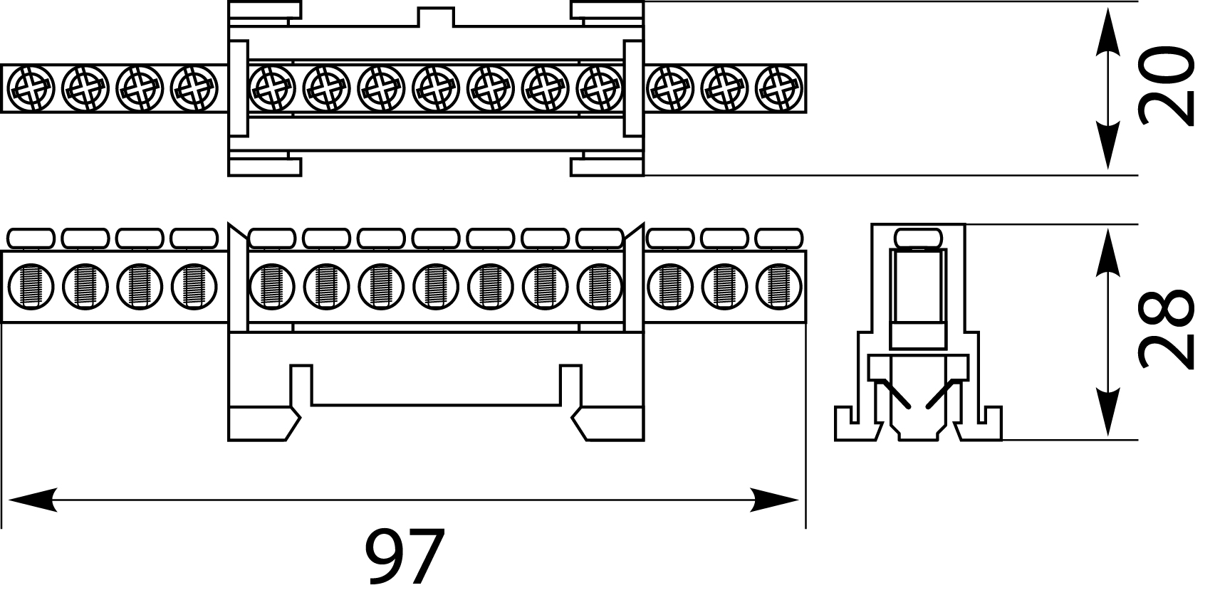N and PE Protective terminal strip - LZOB-14P to TH 35 rails, colour: blue N and PE Protective terminal strip - LZOB-14P to TH 35 rails, colour: blue,elektro-plast