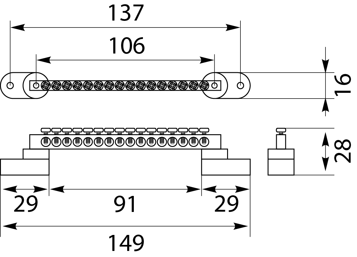 N and PE Terminal strip LZPB-16P N and PE Terminal strip LZPB-16P,elektro-plast