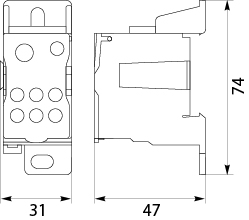 Blok Rozdzielczy UKK-160, na szynę TH35 lub do pow. płaskich, Al/Cu, 1x70mm, 1x16mm, 6x16mm, 1000V AC/DC, 160A