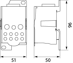Blok Rozdzielczy UKK-250, na szynę TH35 lub do pow. płaskich, Al/Cu, 1x185mm, 2x35mm, 5x16mm, 4x10mm, 1000V AC/DC, 400A