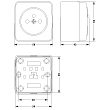 Single surface mounted socket 2P+Z, color: white, 250V~, 16A