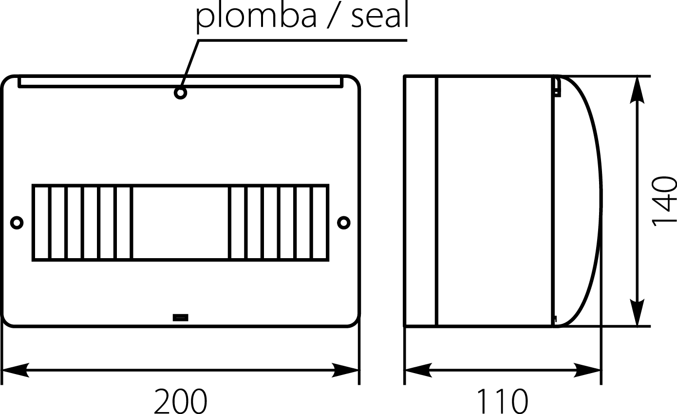 Surface distribution board - RM 9S (N+PE) with watch glass Surface distribution board - RM 9S (N+PE) with watch glass,elektro-plast