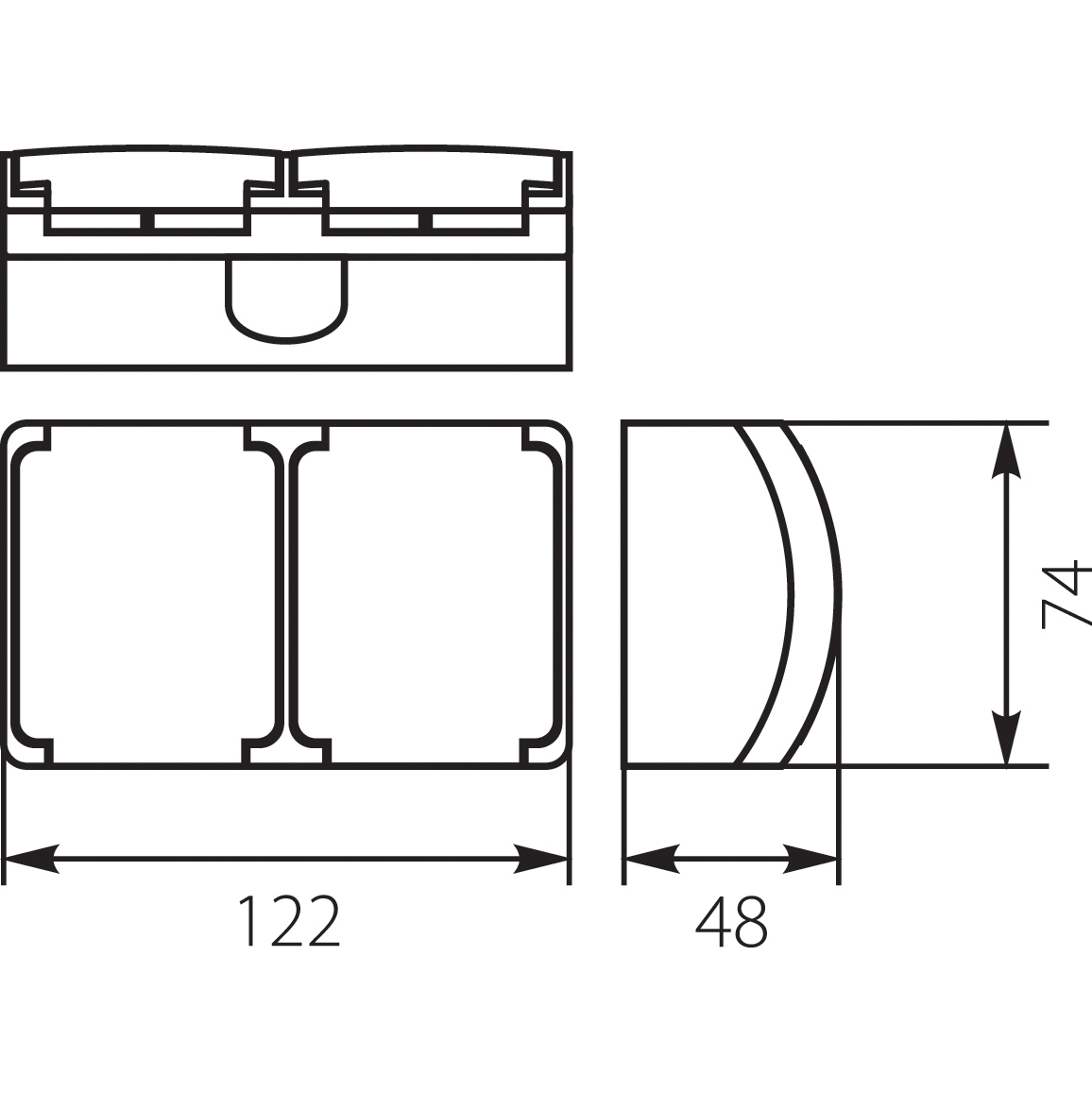 Double Socket (2x2P+Z) VG-2, with earthing contact, screw type terminals, IP44 Double Socket (2x2P+Z) VG-2, with earthing contact, screw type terminals, IP44,elektro-plast