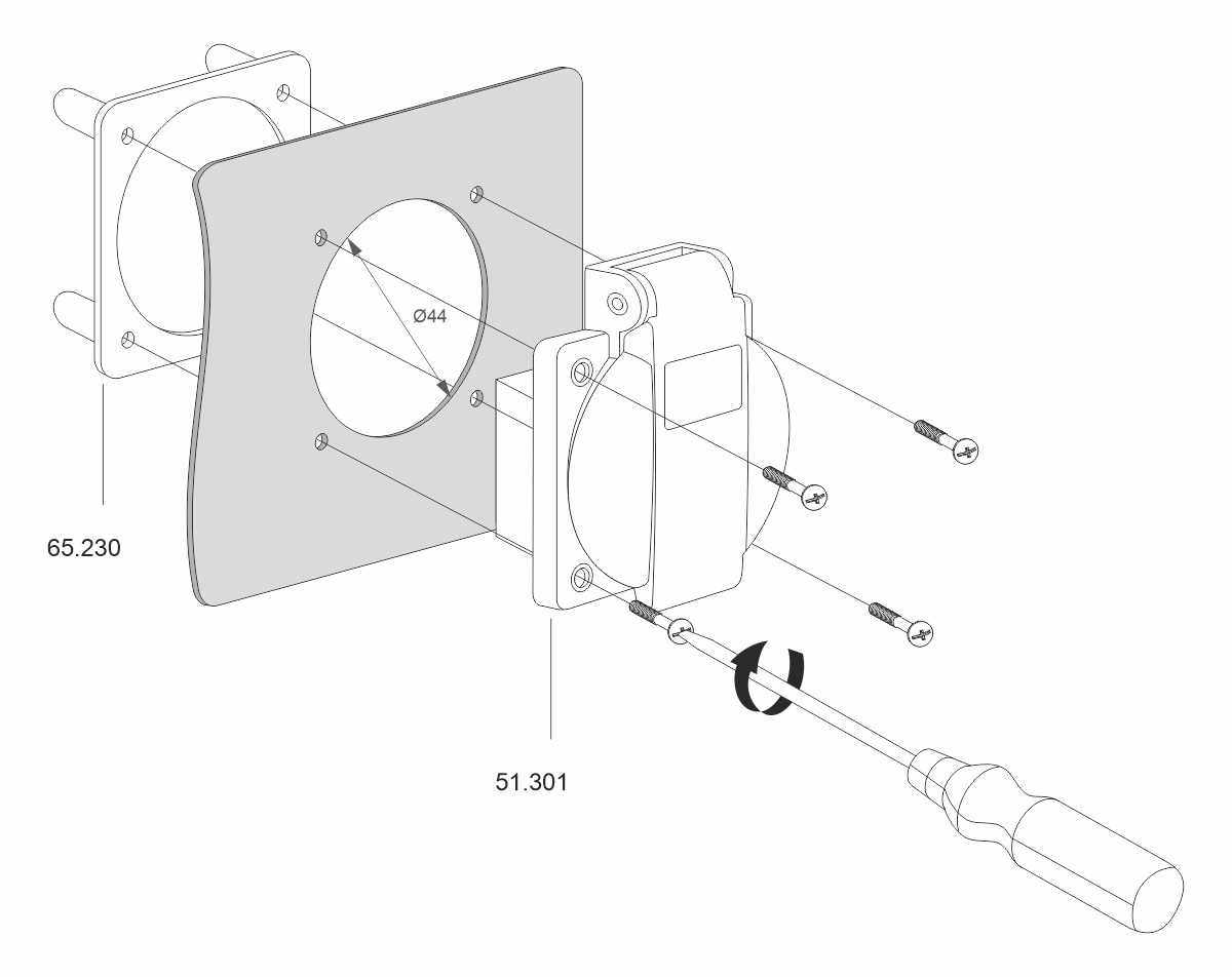 Wspornik do gniazd tablicowych 230V