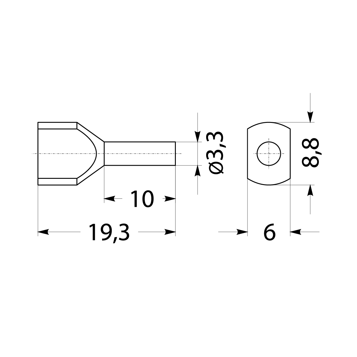 Insulated cable end terminal HI 2x2,5/10-bi, white, Al/Cu Insulated cable end terminal HI 2x2,5/10-bi, white, Al/Cu,elektro-plast