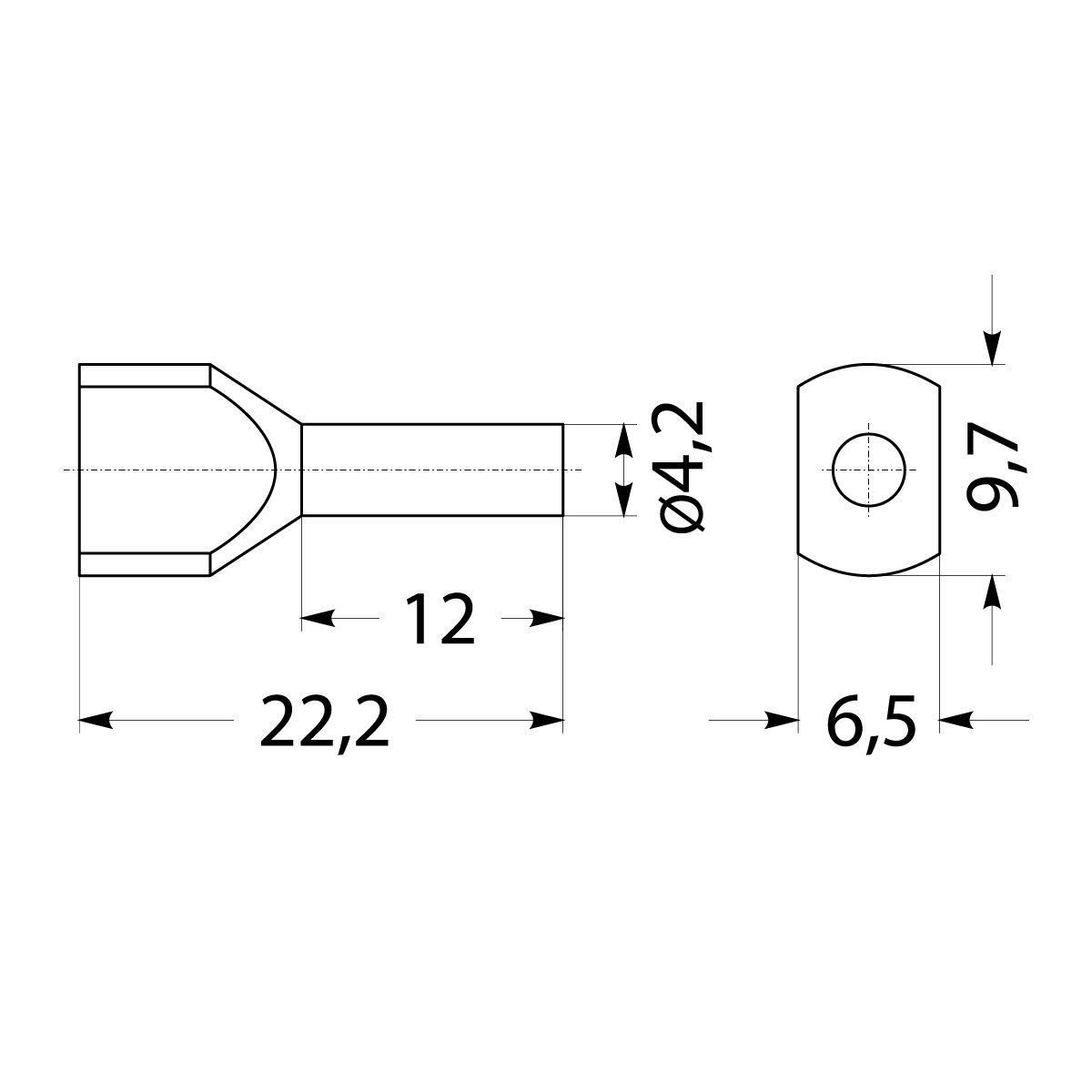 Insulated cable end terminal HI 2x4,0/12-bi, white, Al/Cu Insulated cable end terminal HI 2x4,0/12-bi, white, Al/Cu,elektro-plast