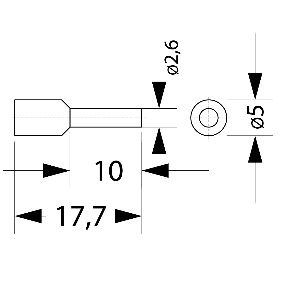 Insulated cable end terminal HI 2,5/10-bi, white, Al/Cu Insulated cable end terminal HI 2,5/10-bi, white, Al/Cu,elektro-plast