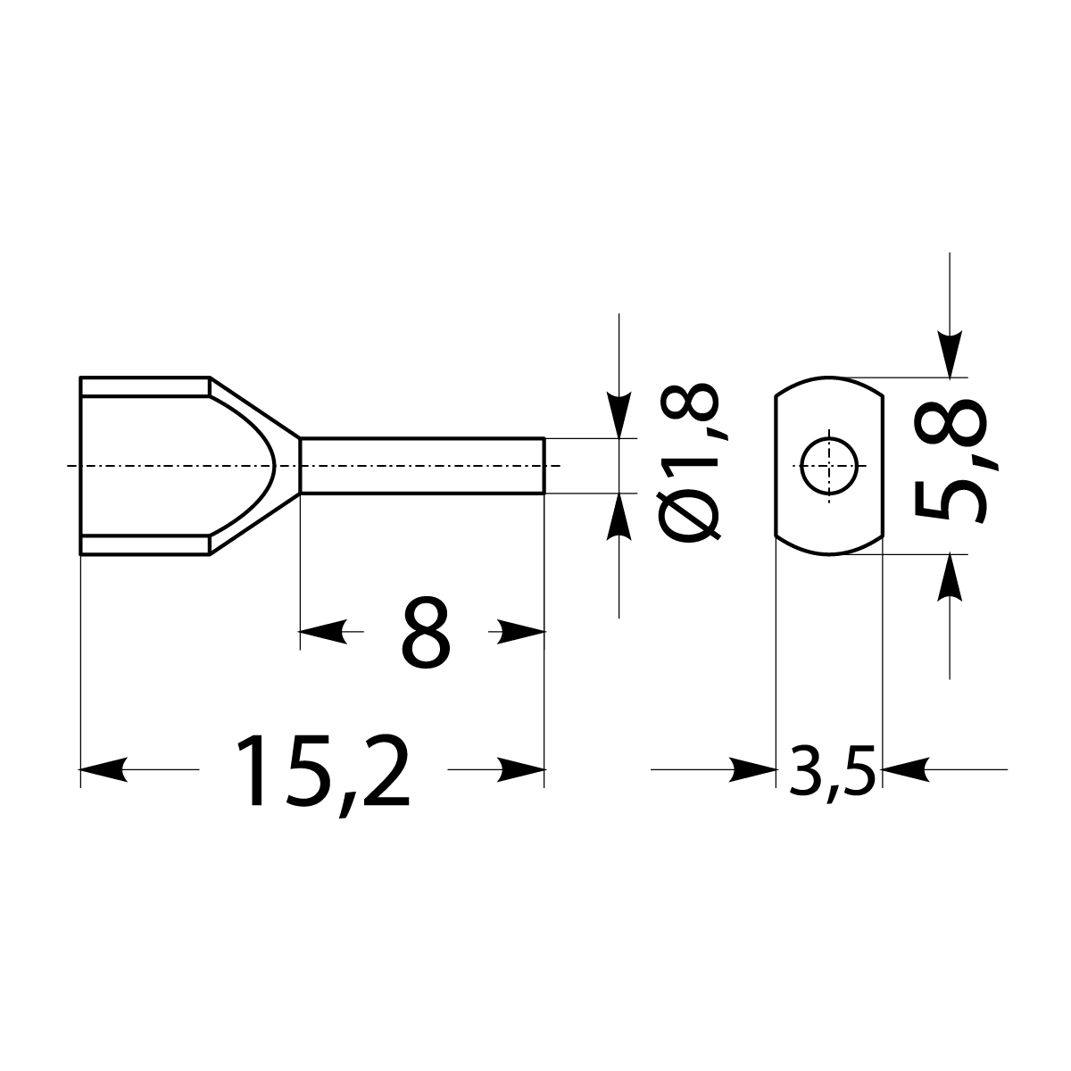 Insulated cable end terminal HI 2x0,5/8-cza, black, Al/Cu Insulated cable end terminal HI 2x0,5/8-cza, black, Al/Cu,elektro-plast