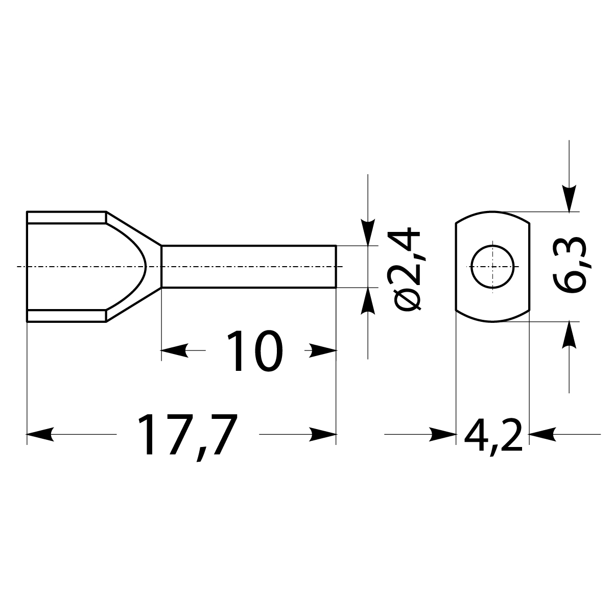 Insulated cable end terminal HI 2x1,0/10-bi, white, Al/Cu Insulated cable end terminal HI 2x1,0/10-bi, white, Al/Cu,elektro-plast