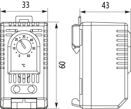 Termostat na grzanie - TBG zamykający (NC), NC 0 / + 60 °C, bimetaliczny, 120?250 V AC/DC, 10(1) A
