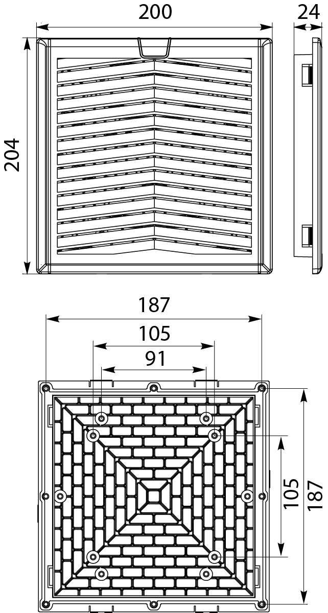 Filter WF12, 200x204mm, IP54, color: gray Filter WF12, 200x204mm, IP54, color: gray,elektro-plast
