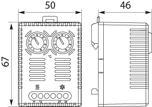 Termostat na grzanie i chłodzenie - TBGZ43 (podwójny) NC NO, NC 0 / + 60 °C NO 0 / + 60 °C, bimetaliczny