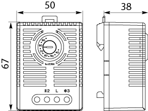 Mechanical hygrostat MEHI49, to TH35 rail, 3-pole terminal, 35 to 95% RH, 4 % RH (?3 % tolerance), 20V AC/DC, 250V AC