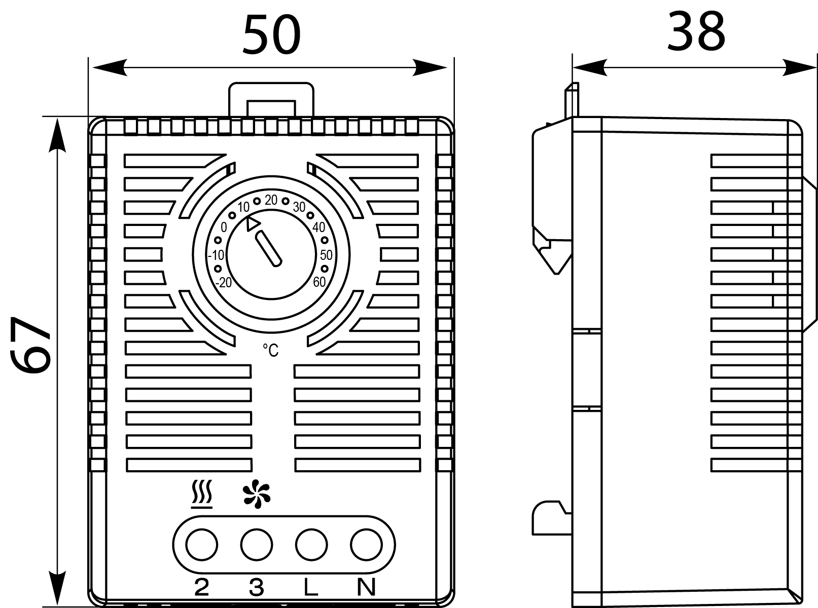 Electronic Thermostat TE50 to TH35 rail, NTC, 4-pole terminal Electronic Thermostat TE50 to TH35 rail, NTC, 4-pole terminal,elektro-plast