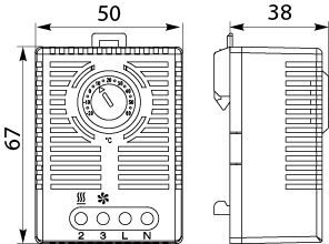 Electronic Thermostat TE50 to TH35 rail, NTC, 4-pole terminal