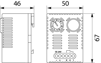 Electronic thermostat TE51 to TH35 rail, PTC, 5-pole terminal, 24 V DC (20 - 28 V DC), 16A