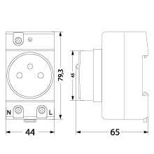 Socket GSTH230 for TH35 rail, 2P+Z, 16A, 250V~ 