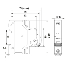 Overcurrent Circuit Breaker, 6kA, B, 1-pole, 6A OCB/B6/1P